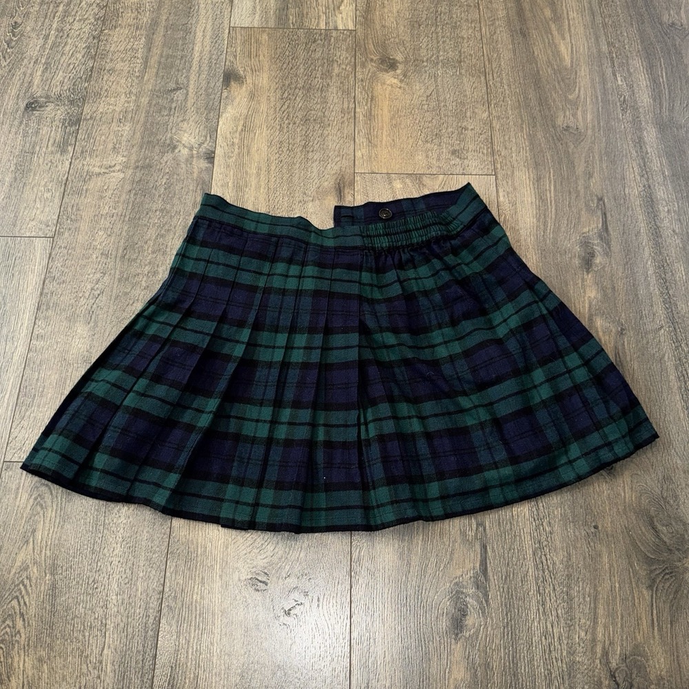 NWT Gap Teens Tartan Plaid Mini Skirt Sz 14-16 Green Pleated Preppy Academia